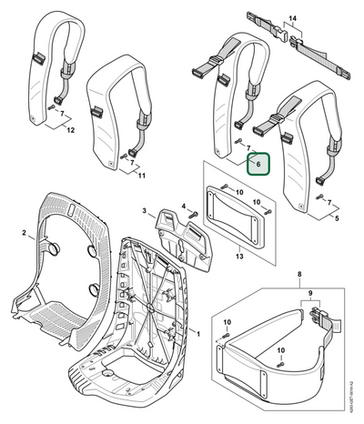 Schema tecnico STIHL BR 800 C-E, ricambio 42837109005 evidenziato in posizione 6