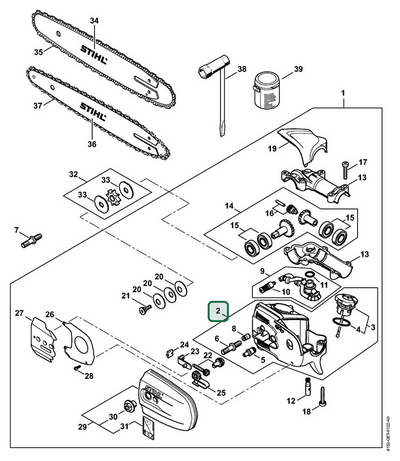 Schema tecnico STIHL HT 131, HT 130, ricambio 41826401400 evidenziato in posizione 2