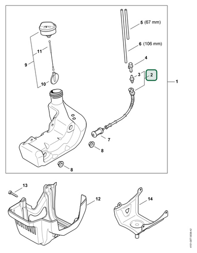 Schema tecnico STIHL FR 235 T, FR 235, ricambio 41343507600 evidenziato in posizione 2