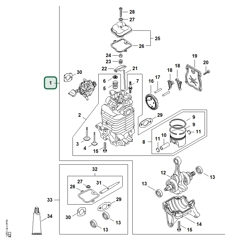 Schema tecnico STIHL BR 800 C-E, ricambio 42830200200 evidenziato in posizione 1