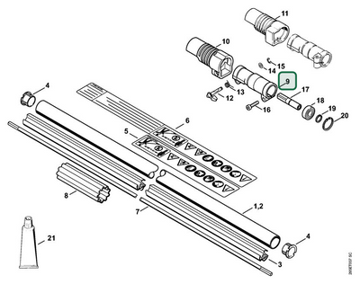 Schema tecnico STIHL FR 85, ricambio 41281600501 evidenziato in posizione 9