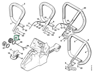 Schema tecnico STIHL 084 R, 084, 084 W, ricambio 00003500508 evidenziato in posizione 25