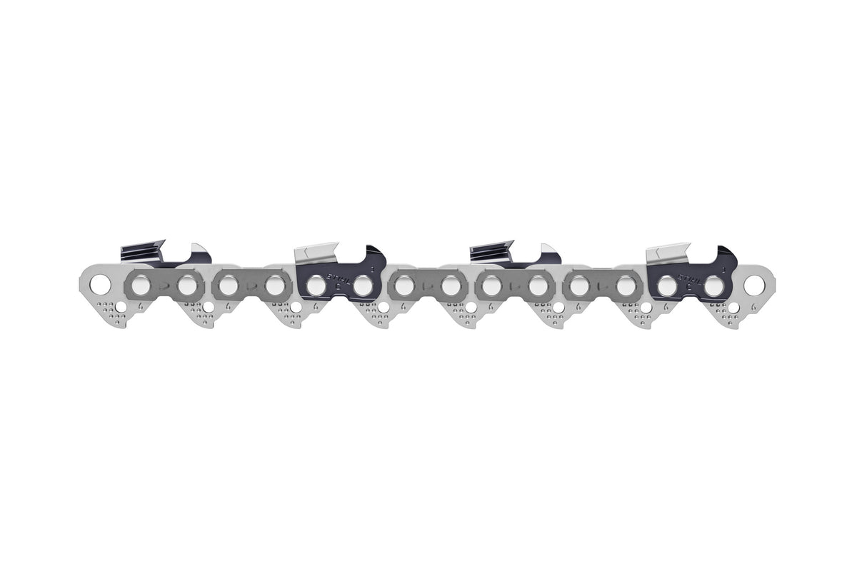 Primo piano della catena STIHL 3/8" Rapid Hexa mostrata su sfondo bianco