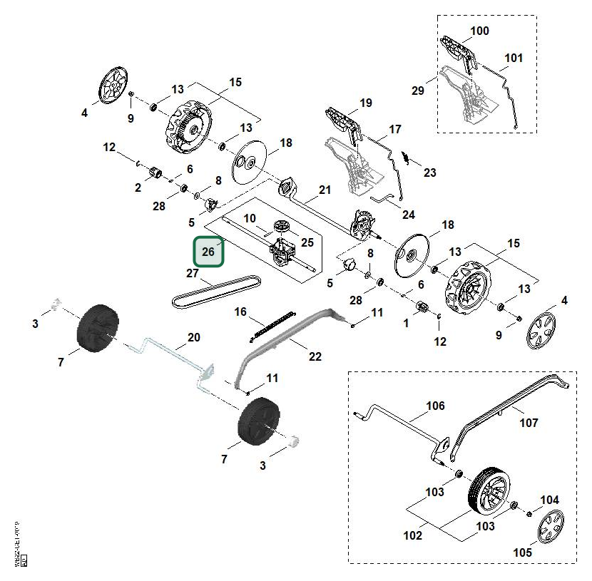 Schema tecnico STIHL RM 253.3 T, ricambio WB226400110 evidenziato in posizione 26