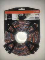 Bobina di filo per decespugliatore STIHL CF3 Pro, diametro 2,4 mm (0,095 pollici), lunghezza 70 metri (229 piedi), confezione nera con dettagli arancioni e grigi, ideale per taglio erba e manutenzione giardino, alta qualità e resistenza.