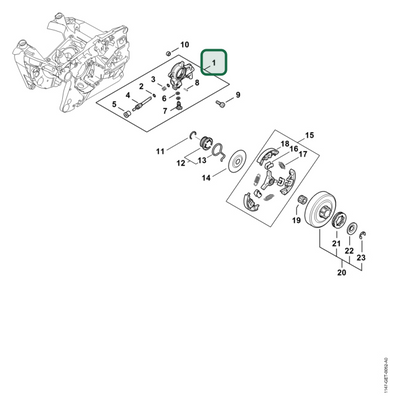 Schema tecnico STIHL MS 500i-W, MS 500i, ricambio 11426403200 evidenziato in posizione 1