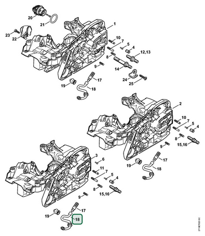 Schema tecnico STIHL MS 291 C-BEQ, MS 271 C-BE, MS 271, MS 291, MS 291 C-BE, ricambio 11416479401 evidenziato in posizione 18
