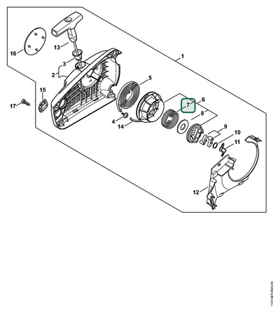 Schema tecnico STIHL MS 194 C-E, MS 194 TC-E, ricambio 11371953501 evidenziato in posizione 7