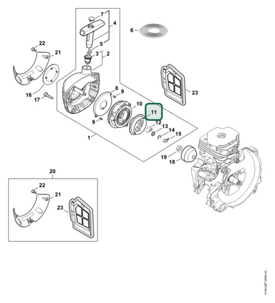 Schema tecnico STIHL FS 561 C-EM, FS 491.0 C-EM, FS 491 C-EM, FS 561.0 C-EM, ricambio 41471952000 evidenziato in posizione 11