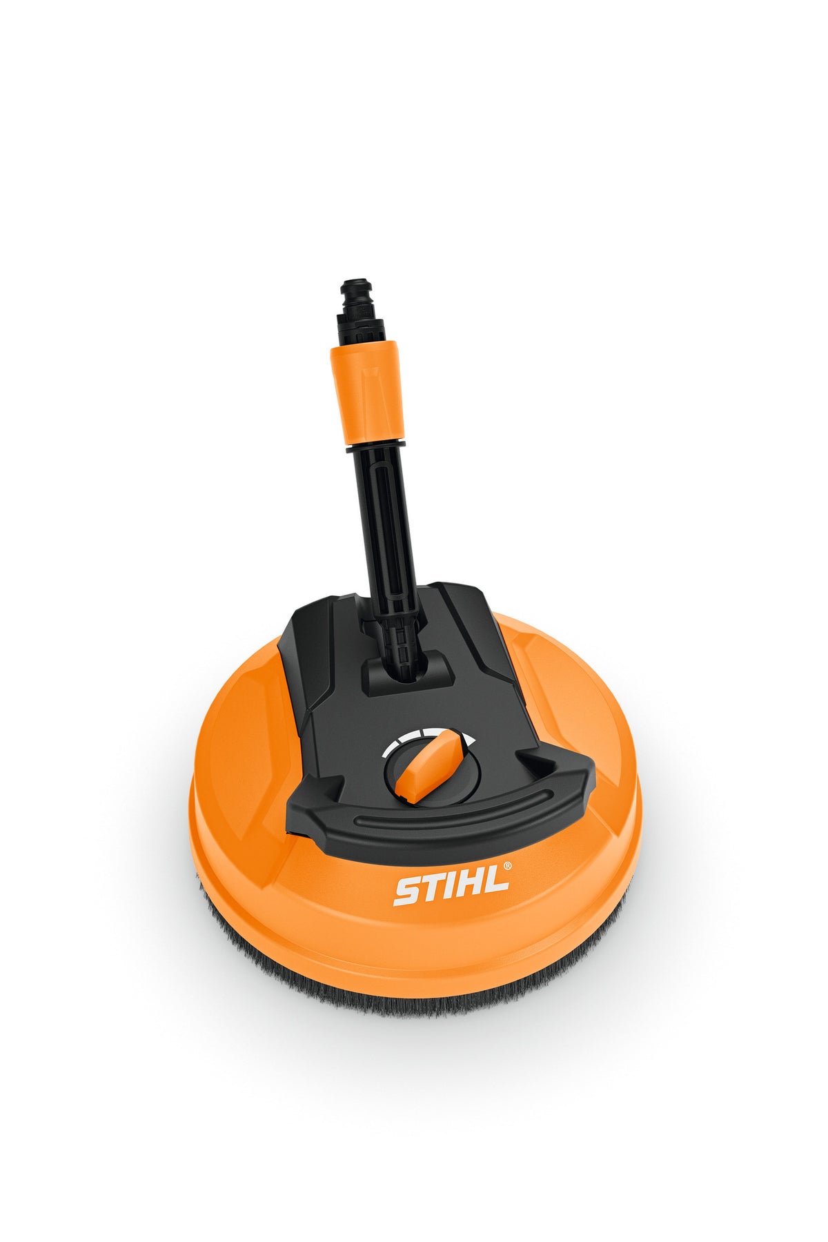 Pulitore per superfici STIHL RA 90 arancione e nero, con raccordo verticale, manopola frontale e corona di setole