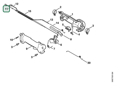 Schema tecnico STIHL HT 70, HT 75, ricambio 41371801103 evidenziato in posizione 11