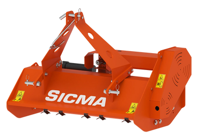 Vista frontale del trinciatutto Sicma TA con coltelli e attacco a tre punti categoria 1.
