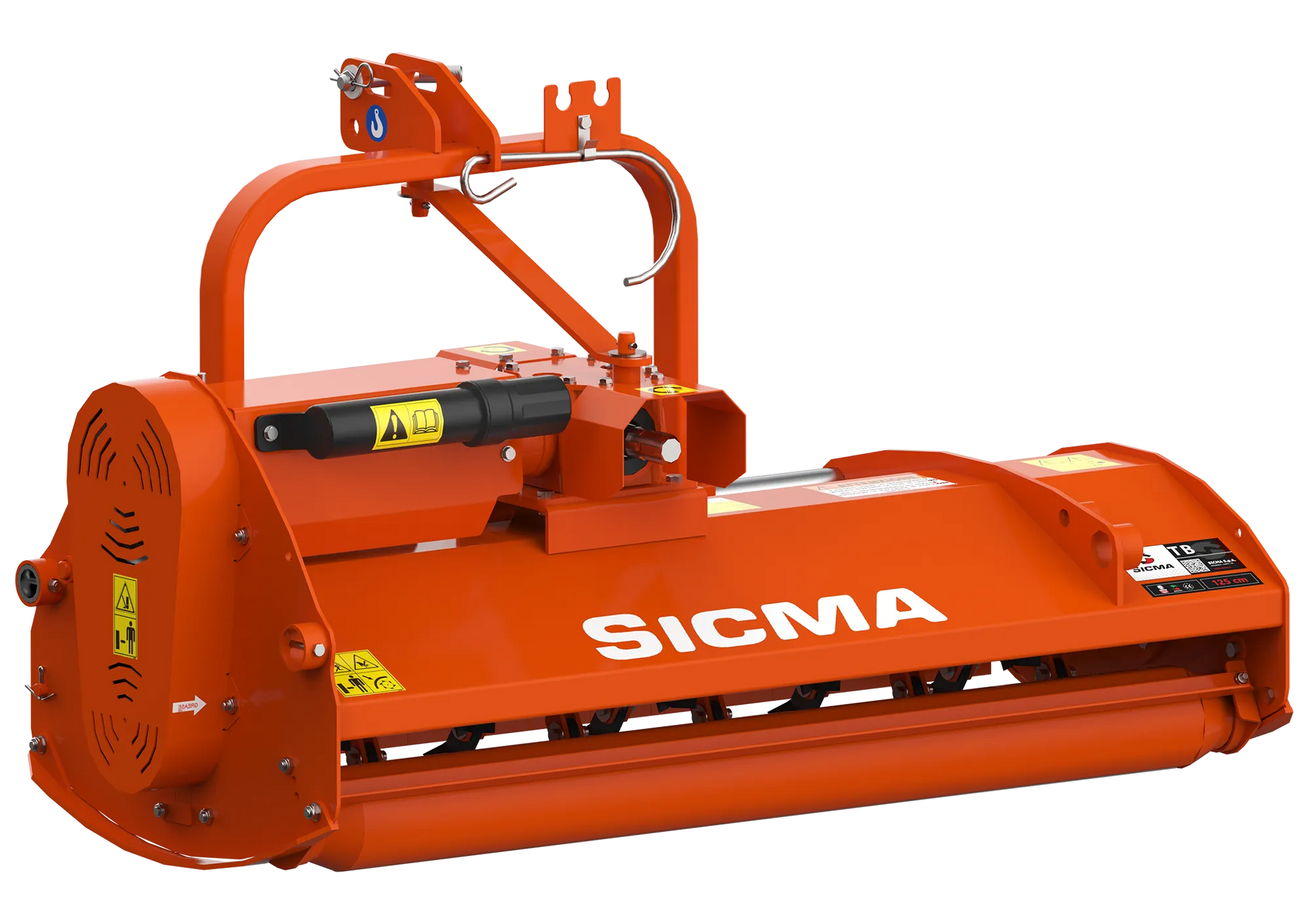 Vista posteriore del trinciatutto Sicma TB 125 che evidenzia la robustezza della struttura e la presenza dei mazze per la trinciatura.