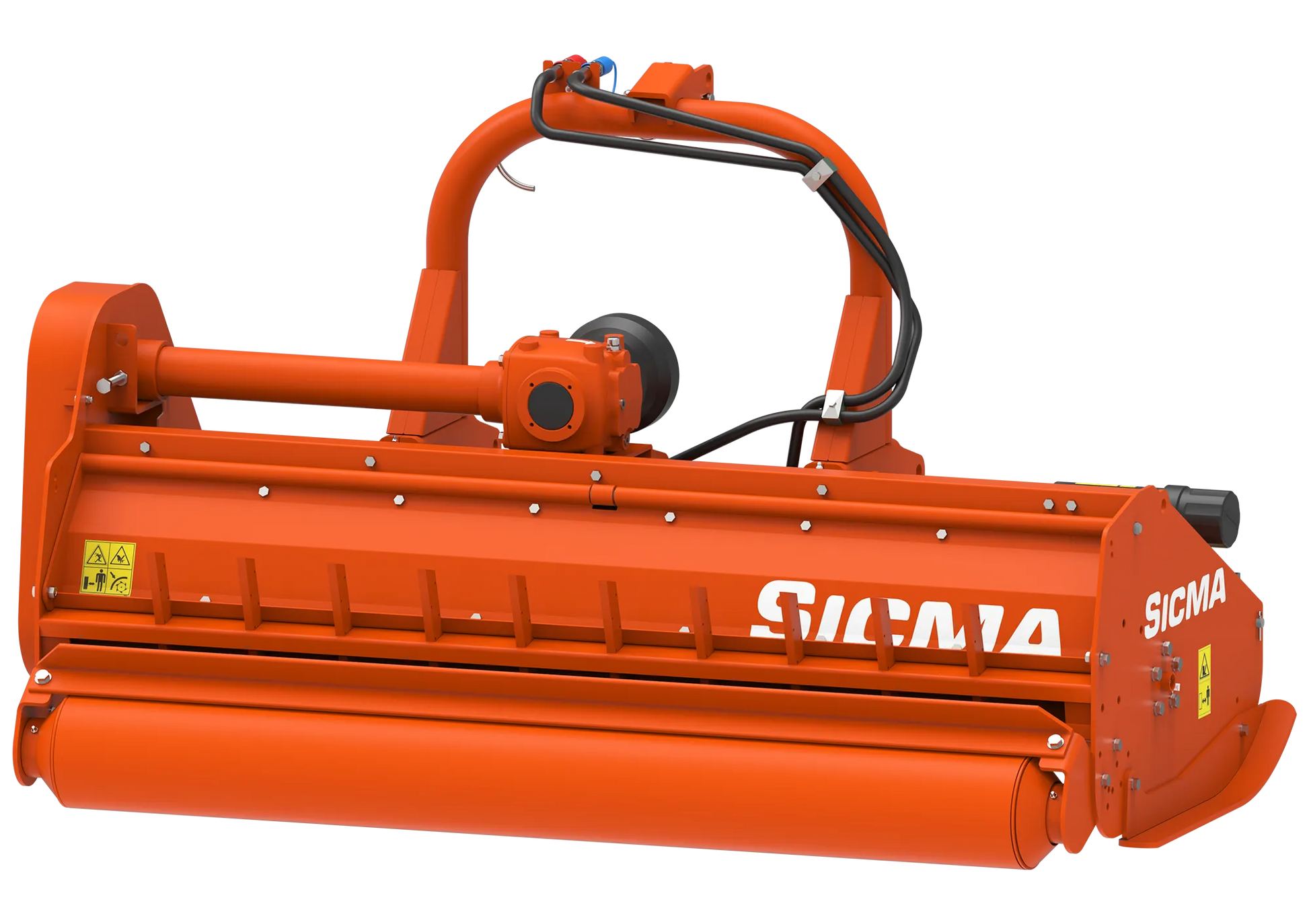 Trinciatutto SICMA spostabile – vista posteriore con telaio rinforzato, trasmissione centrale e rullo stabilizzatore.