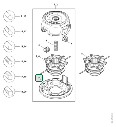 Schema tecnico STIHL Testa falciante AutoCut 27-2, ricambio 40027139712 evidenziato in posizione 7