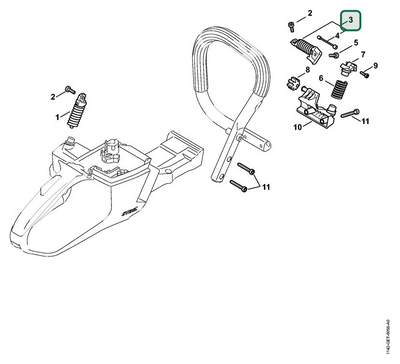 Schema tecnico STIHL MS 462 C-M R Rettungssäge, MS 462 C-M VW, MS 462 C-M, ricambio 11427908301 evidenziato in posizione 3