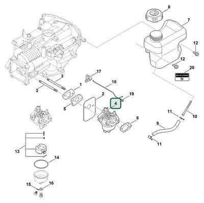 Schema tecnico STIHL EVC 200.4 (EVC200-0009), ricambio 00041200615 evidenziato in posizione 4