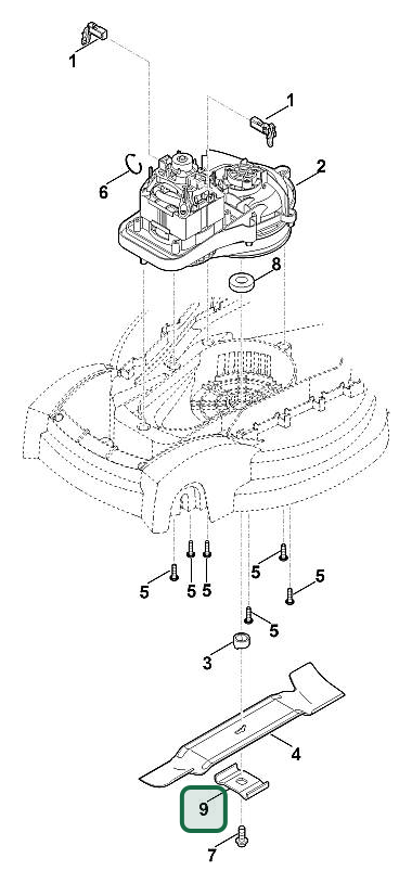 Schema tecnico STIHL ME 235.0, ricambio 63117020600 evidenziato in posizione 9