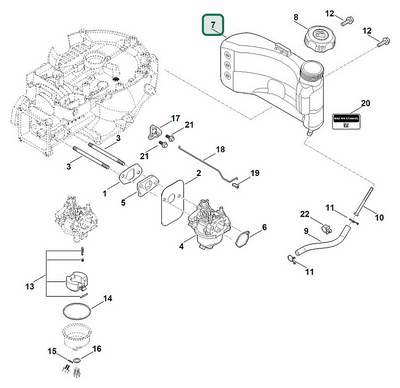 Schema tecnico STIHL EVC 300.1 (EVC300-0003), ricambio 00043500408 evidenziato in posizione 7