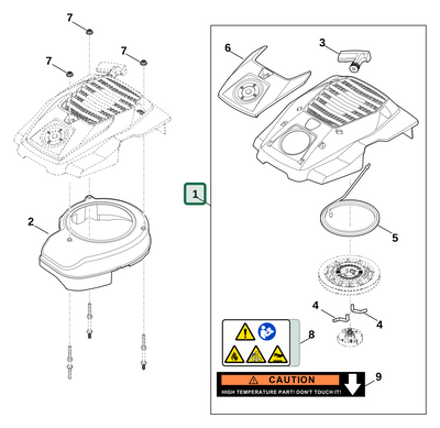 Schema tecnico STIHL EVC 200.4 (EVC200-0009), ricambio 00000800407 evidenziato in posizione 1