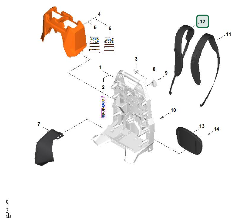 Schema tecnico STIHL BRA 280.0-B, ricambio 42827109030 evidenziato in posizione 12