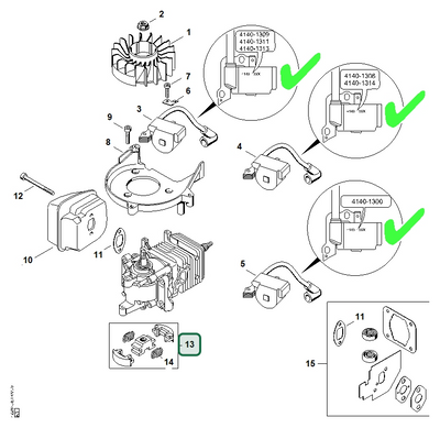 Schema tecnico STIHL HS 45, ricambio 42281602000 evidenziato in posizione 13