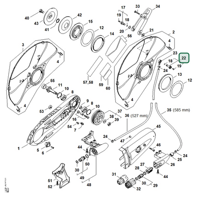 Schema tecnico STIHL TS 410-A, TS 410, ricambio 00006700206 evidenziato in posizione 22