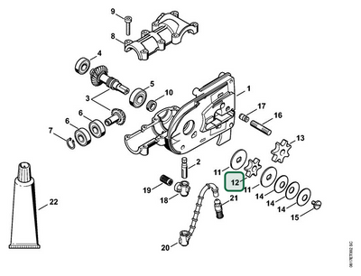 Schema tecnico STIHL HT 70, ricambio 00006402002 evidenziato in posizione 12