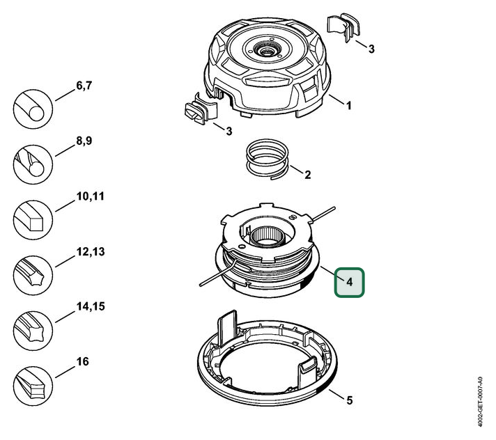 Schema tecnico STIHL Testa falciante AutoCut C 26-2, ricambio 40027406900 evidenziato in posizione 4