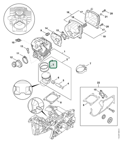 Schema tecnico STIHL MS 462 C-M R Rettungssäge, MS 462 C-M VW, MS 462 C-M, ricambio 11420343004 evidenziato in posizione 3