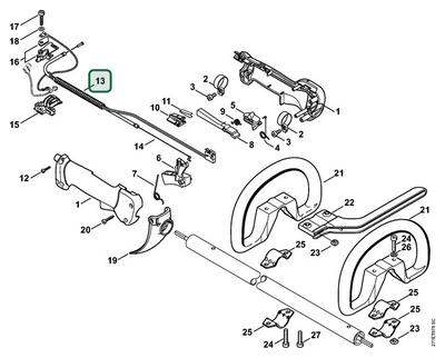 Schema tecnico STIHL FR 350, FR 450, FR 480 (4128), ricambio 41281801111 evidenziato in posizione 13