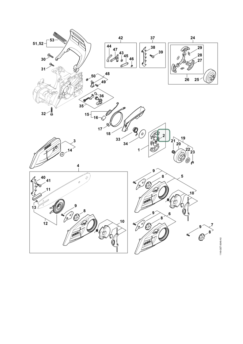 Schema tecnico STIHL MS 212 C-BE, MS 212, ricambio 00009975524 evidenziato in posizione 2