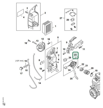 Schema tecnico STIHL BR 800 C-E, ricambio 42831200601 evidenziato in posizione 23