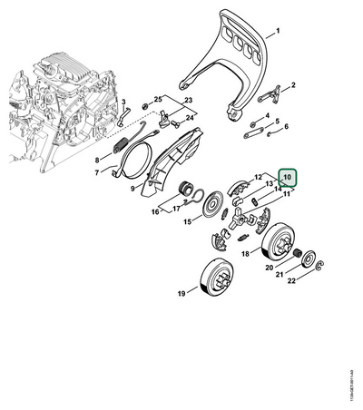 Schema tecnico STIHL MS 181 C-BE, ricambio 11391602000 evidenziato in posizione 10