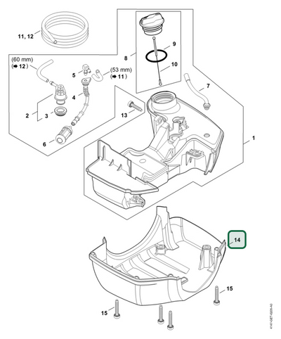 Schema tecnico STIHL FS 361.0 C-EM, FS 361 C-EM, FS 411 C-EM, FS 461 C-EM, FS 261, FS 461.0 C-EM, FS 411.0 C-EM, FS 261.0, FS 261 C-E, FS 261.0 C-E, ricambio 41473506600 evidenziato in posizione 14