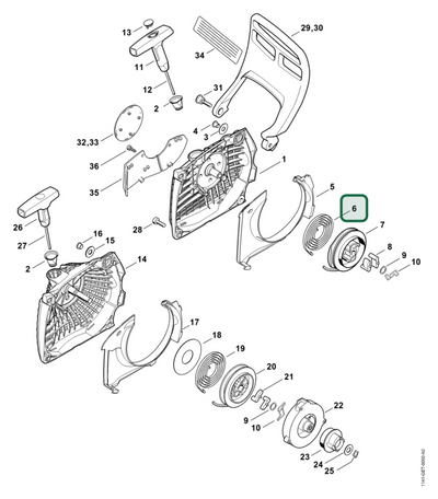 Schema tecnico STIHL MS 261 C-MQ, MS 261 C-BM, MS 261 C-Q, MS 261-VW, MS 261 C-M, MS 261, MS 261 C-M VW, ricambio 11351900600 evidenziato in posizione 6