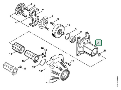 Schema tecnico STIHL FS 120 R, FS 120 R 2-MIX, FS 250 R, FS 120, FS 200 R, FS 120 2-MIX, FS 200, FS 250, ricambio 41341600601 evidenziato in posizione 1