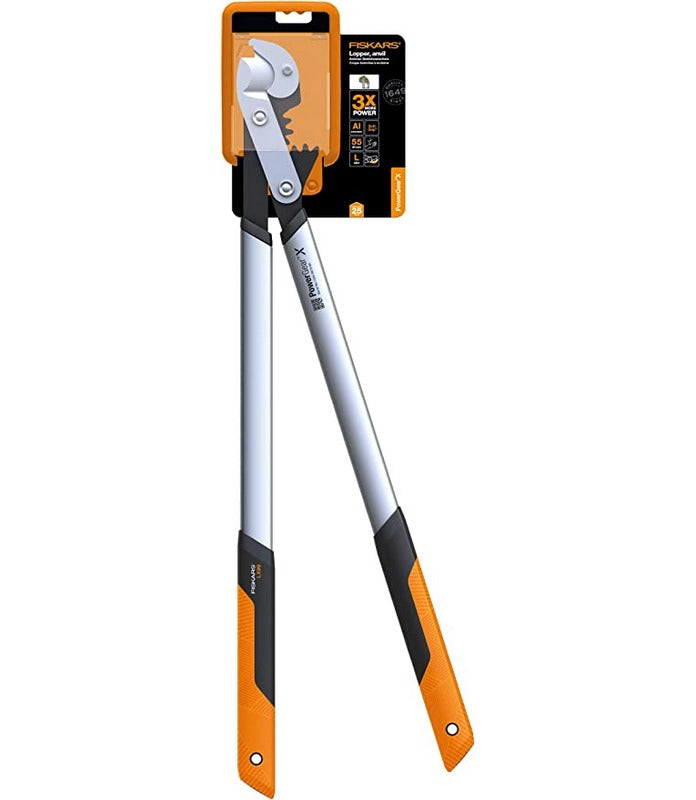 Troncarami a incudine Fiskars PowerGear X LX99 con testa di taglio e impugnature arancioni