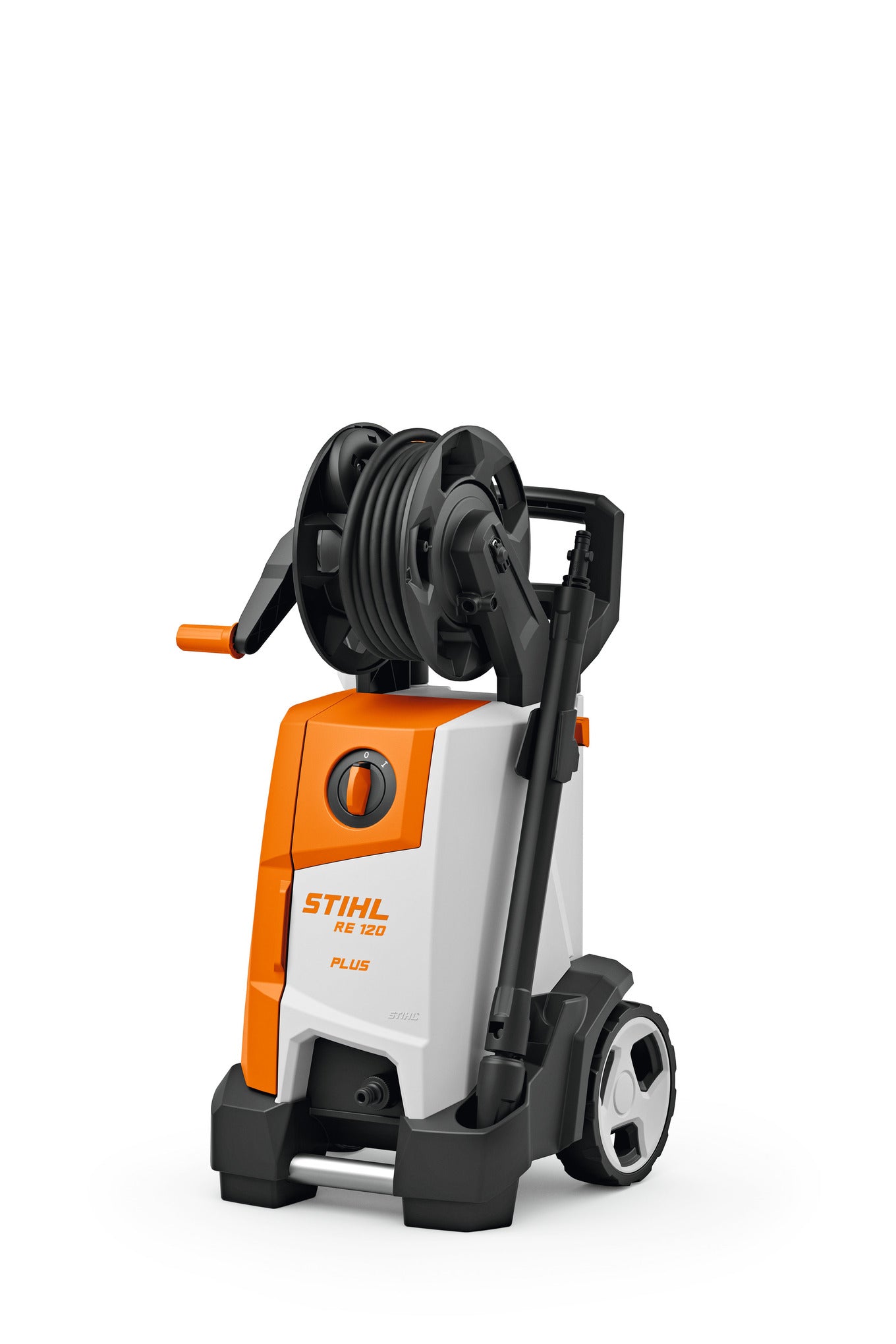 Idropulitrice Stihl RE 120 con avvolgitubo integrato e struttura compatta su ruote