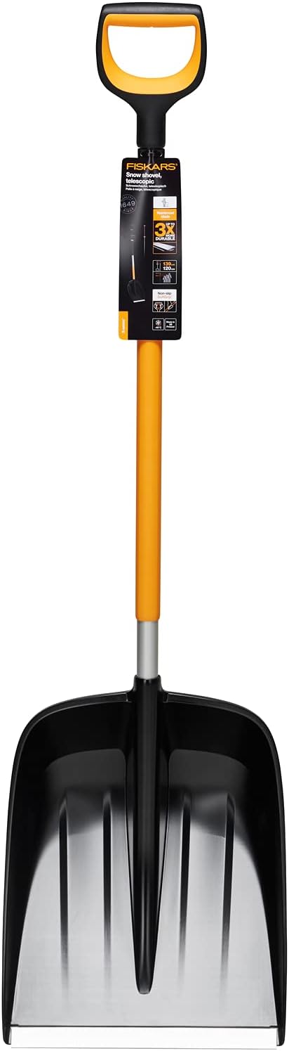 Pala da neve Fiskars X-Series 1057177 vista frontale lama ampia