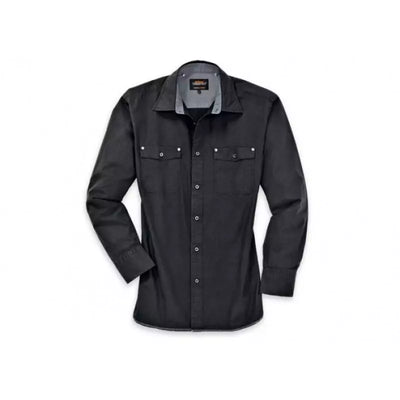 Camicia Stihl Authentic nera con colletto interno grigio e due tasche sul petto
