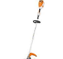 Stihl FSA 80 R decespugliatore a batteria vista laterale con asta e protezione parasassi