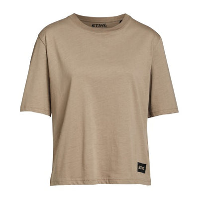 T-shirt donna Stihl Sustainable Logo marrone in cotone biologico