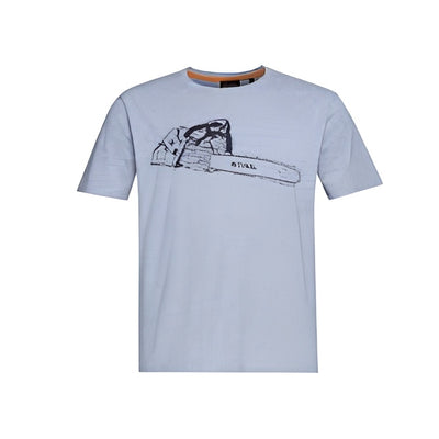 T-shirt Stihl MS 500i grigia taglia XL con stampa frontale motosega