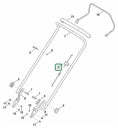 Schema tecnico STIHL RM 248.1, ricambio 63507007523 evidenziato in posizione 3