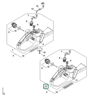 Schema tecnico STIHL MS 362 C-Q, ricambio 11403500812 evidenziato in posizione 3