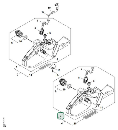 Schema tecnico STIHL MS 362 C-Q, ricambio 11403500812 evidenziato in posizione 3