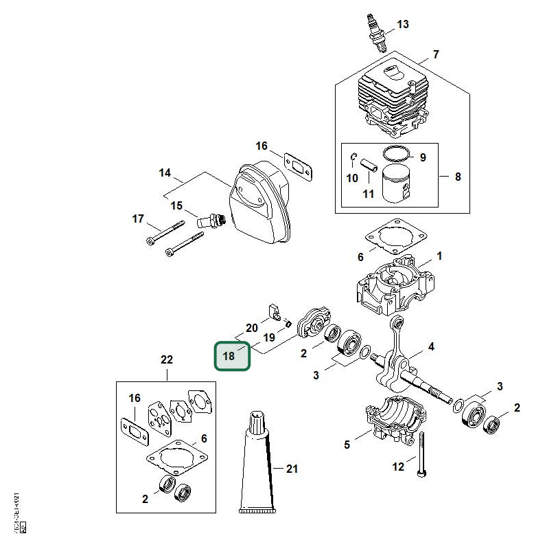Schema tecnico STIHL MM 56, ricambio 41401902010 evidenziato in posizione 18