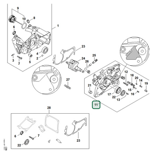Schema tecnico STIHL MS 500i-W, MS 500i, ricambio 11470202905 evidenziato in posizione 11