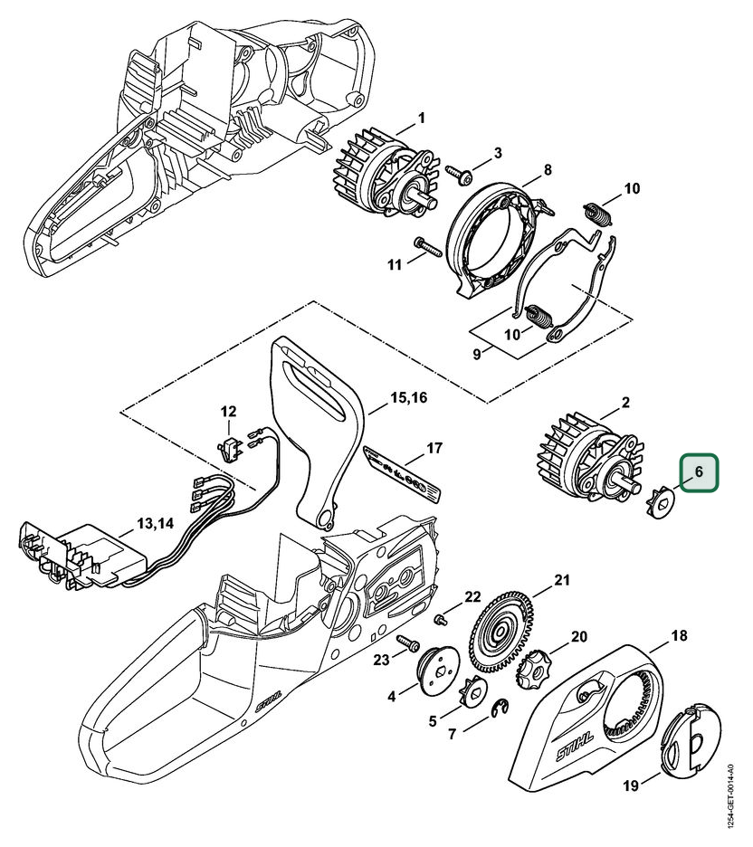 Schema tecnico STIHL MSA 120 C-B, ricambio 12526421201 evidenziato in posizione 6
